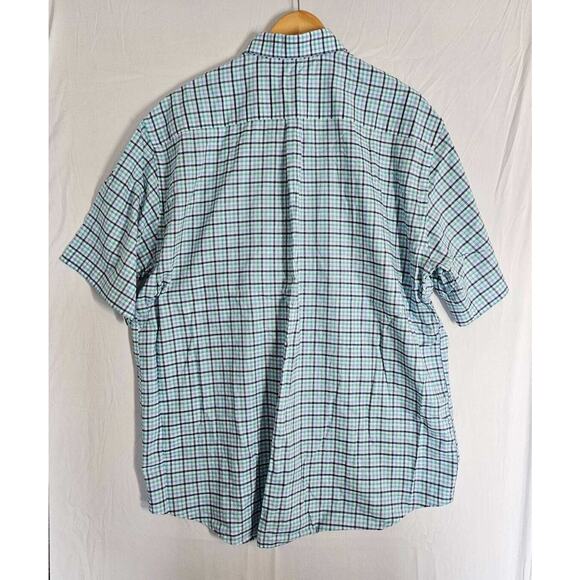 Peter Millar Crown Button Up Plaid Shirt Mens XXL 100% Cotton Short Sleeve Blue - Picture 2 of 6